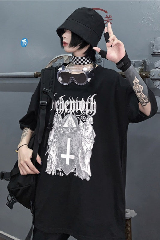 Gothic Retro Graphic Print Oversized T-Shirt
