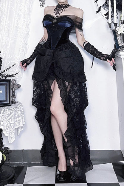 Dark Gothic Off-Shoulder Mesh Corset