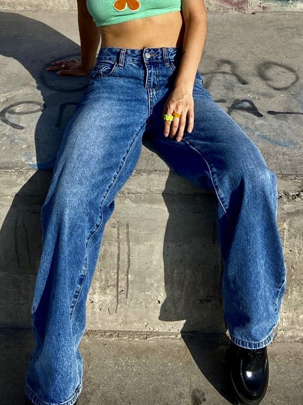 Vintage Blue High Waist Boyfriend Jeans