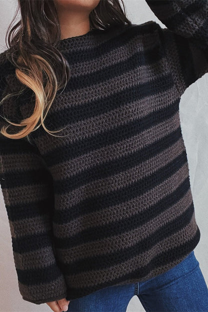 Striped Knit Casual Loose Sweater