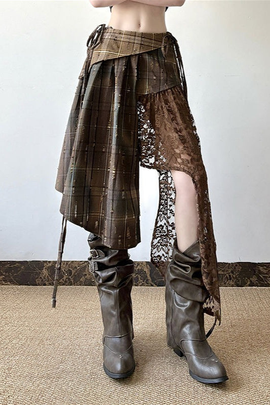 Wasteland Subculture Irregular Lace Skirt