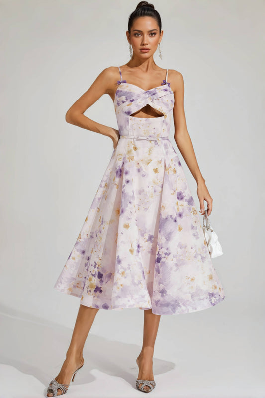 Laurns Purple Holiday Slip Midi Dress