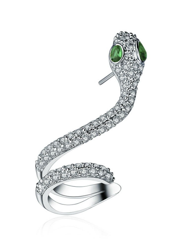 Snakehead 925 Silver Needle Zircon Earrings