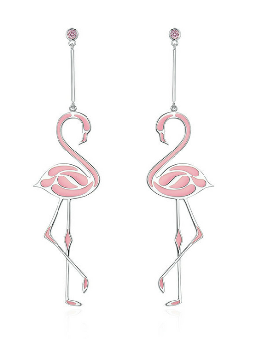 Flamingo Pink Enamel Drop Earrings