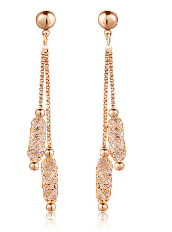 Zircon Crystal Wire Drop Earrings in Gold
