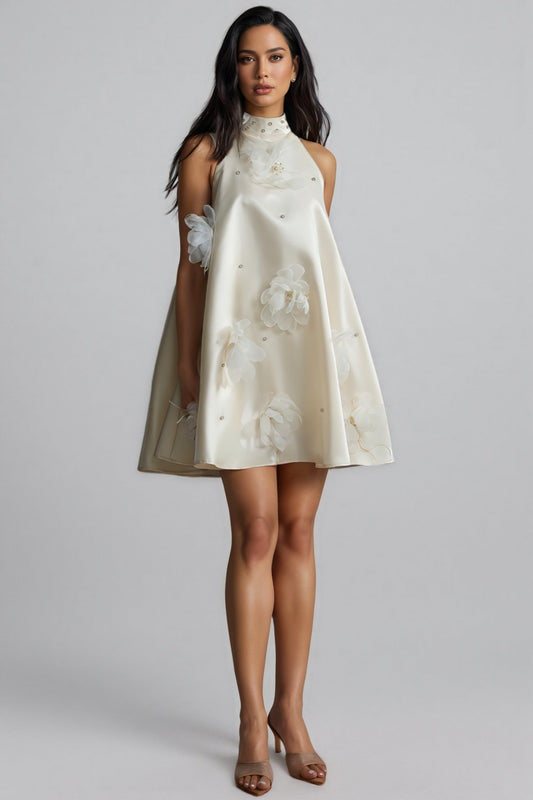 Eliza Floral Applique Sleeveless Mini Dress