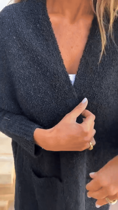 Cárdigan de punto abierto para mujer con bolsillo | Ideal para otoño/invierno
