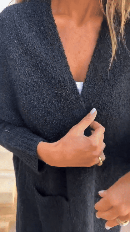 Cárdigan de punto abierto para mujer con bolsillo | Ideal para otoño/invierno
