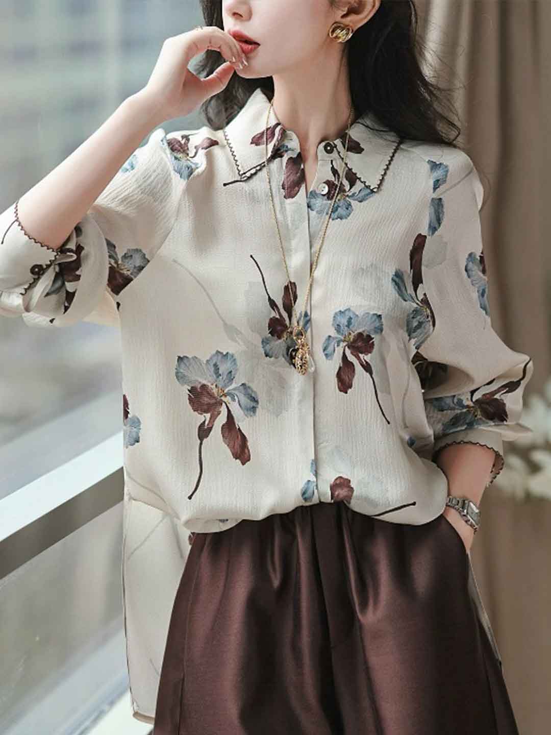 Payton Retro Contrasted Color Printed Shirt