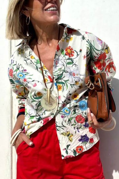Conjunto de pantalones anchos con bolsillos y cintura elástica con estampado floral único