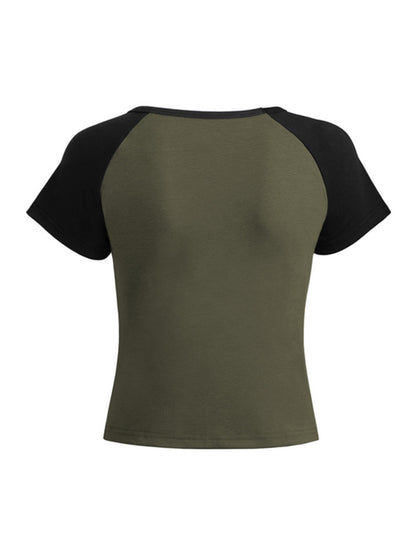 Raglan Sleeves Printed Short Sleeve Tee