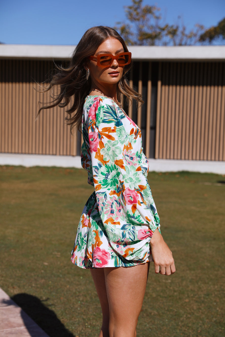 Women Spring Fall Vacation Long Sleeve V Neck Romper