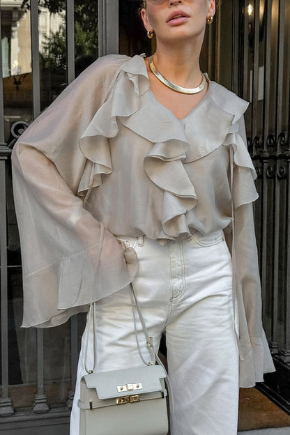 Versatile Flare Ruffle Blouse