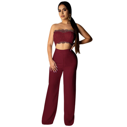 Boutique Sexy Solid Color Lace Jumpsuit
