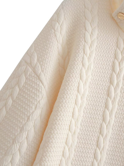 Fall Women Clothing Office Stand Collar Twist Knitted Quilted Long Sleeve Dress