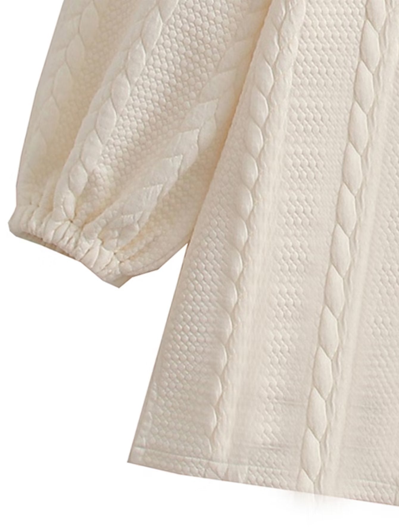 Fall Women Clothing Office Stand Collar Twist Knitted Quilted Long Sleeve Dress