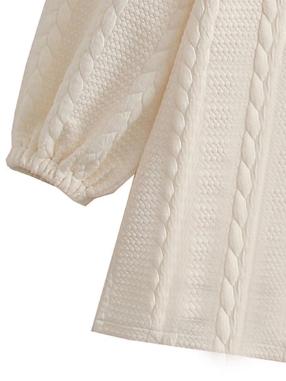 Fall Women Clothing Office Stand Collar Twist Knitted Quilted Long Sleeve Dress