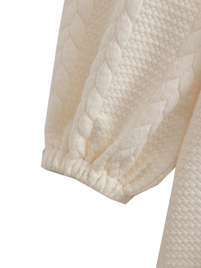 Fall Women Clothing Office Stand Collar Twist Knitted Quilted Long Sleeve Dress