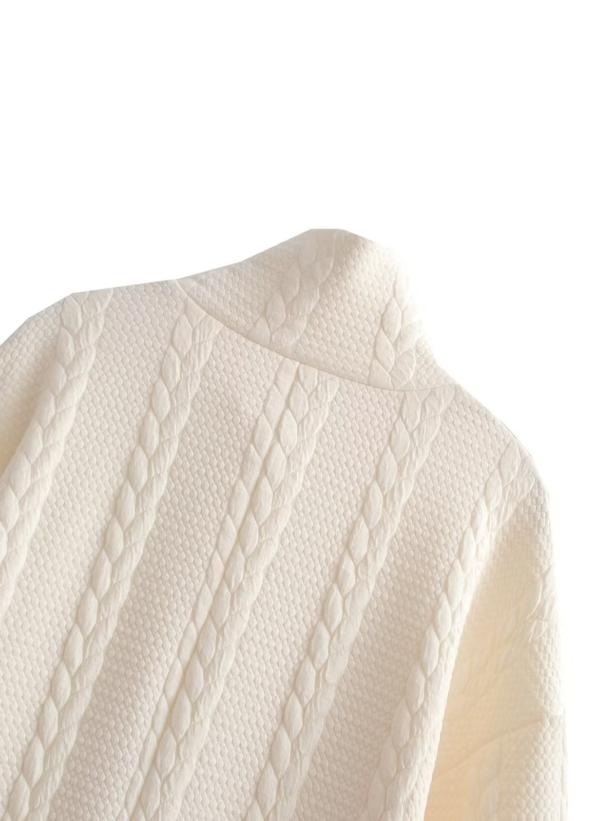 Fall Women Clothing Office Stand Collar Twist Knitted Quilted Long Sleeve Dress