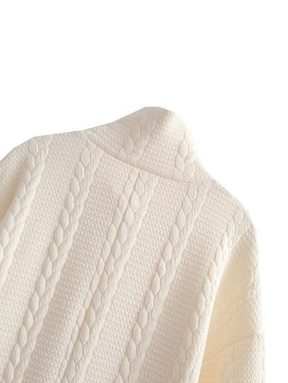 Fall Women Clothing Office Stand Collar Twist Knitted Quilted Long Sleeve Dress