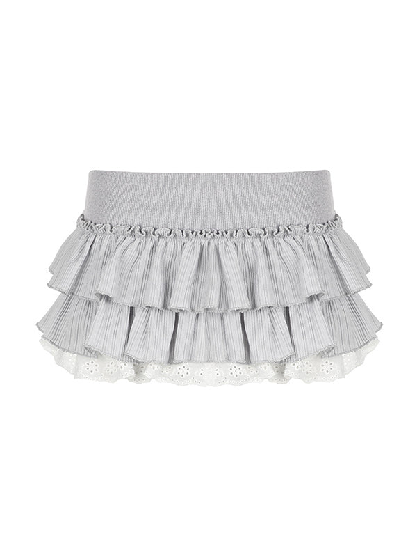 Sweetheart Low Waist Patchwork Cake Mini Skirts