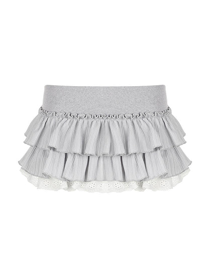 Sweetheart Low Waist Patchwork Cake Mini Skirts