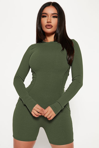 Women Clothing Spring Thread round Neck Stitching Line Casual Sports Romper
