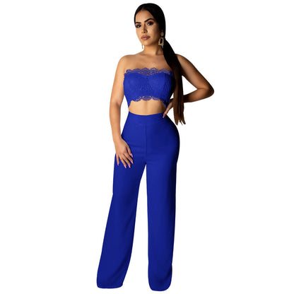 Boutique Sexy Solid Color Lace Jumpsuit
