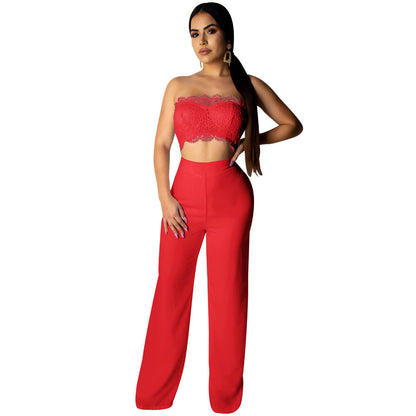 Boutique Sexy Solid Color Lace Jumpsuit