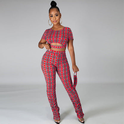 Popular Plaid Women Clothing Suit Three Colors Optional