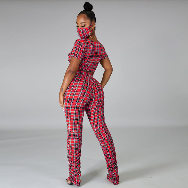 Popular Plaid Women Clothing Suit Three Colors Optional