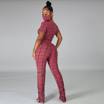 Popular Plaid Women Clothing Suit Three Colors Optional