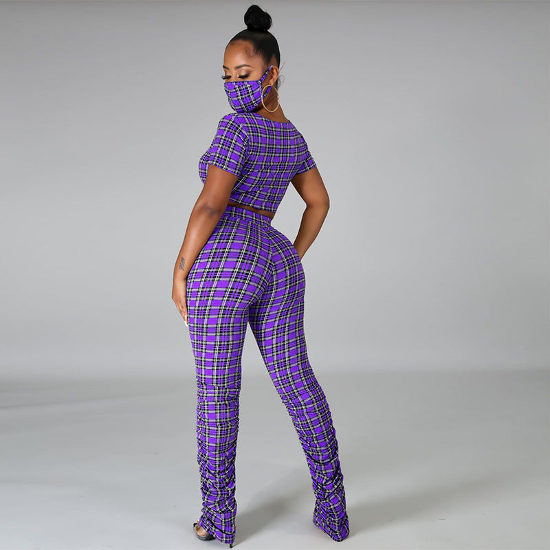 Popular Plaid Women Clothing Suit Three Colors Optional