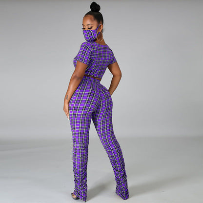 Popular Plaid Women Clothing Suit Three Colors Optional