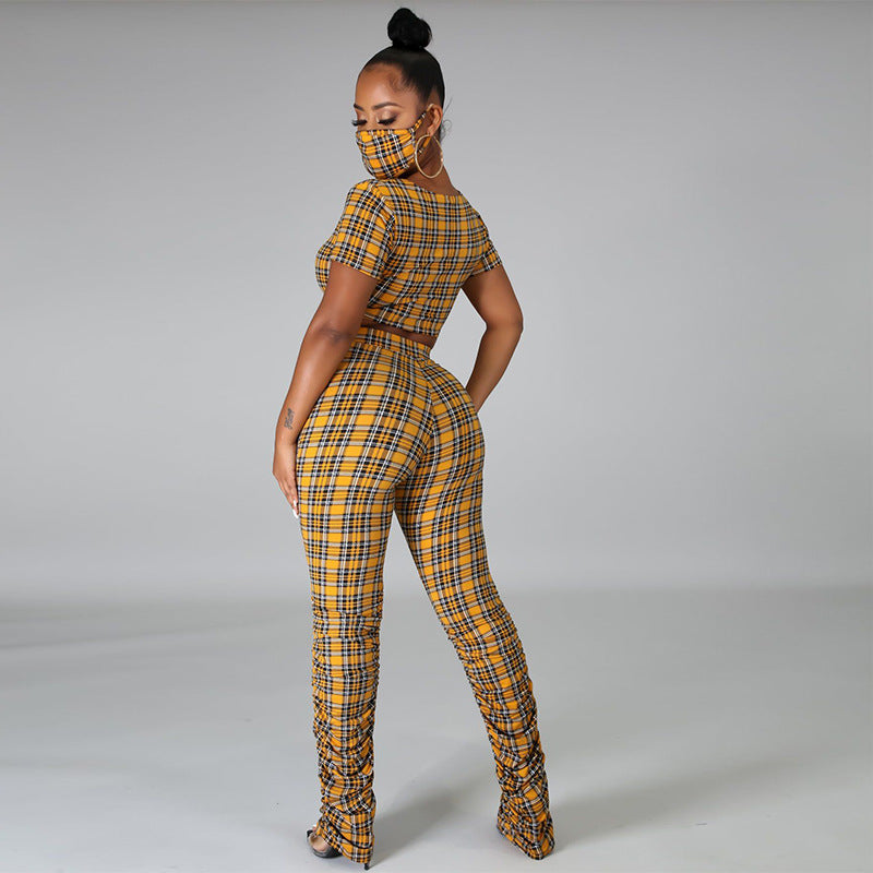 Popular Plaid Women Clothing Suit Three Colors Optional