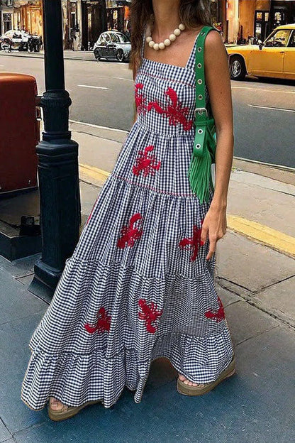 Exquisito vestido camisola midi con bordado festivo