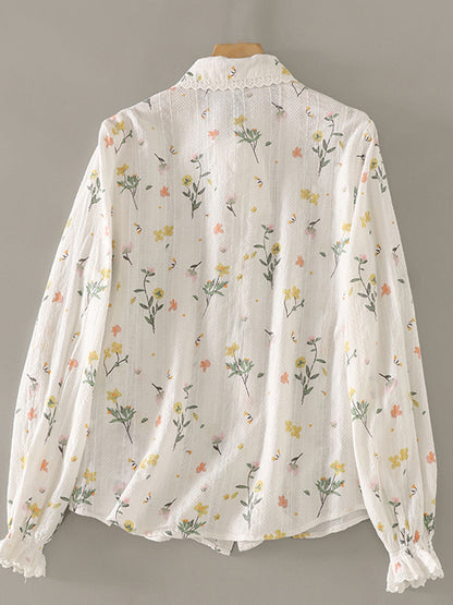 Valeria Classic Lapel Embroidered Floral Shirt