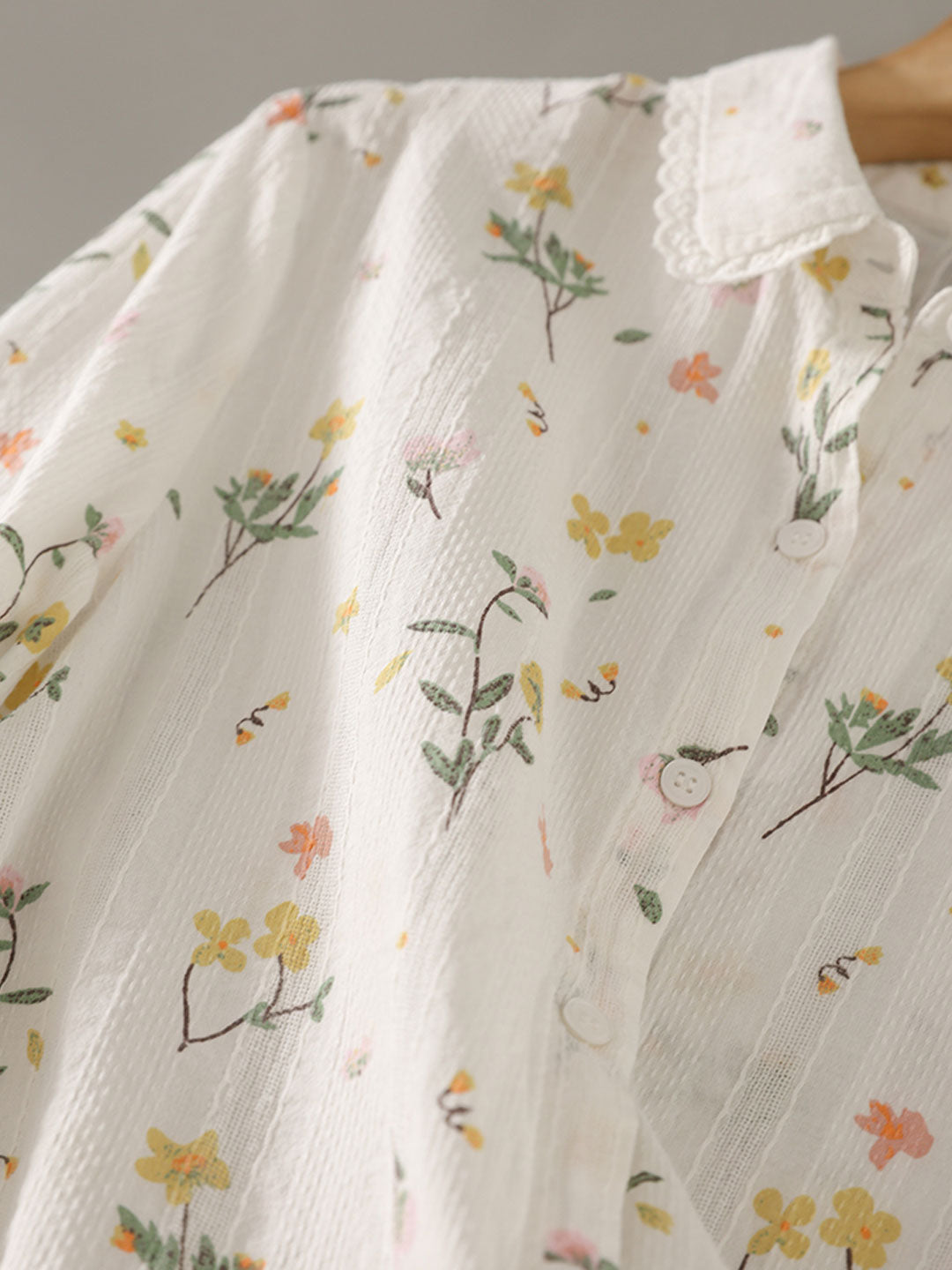 Valeria Classic Lapel Embroidered Floral Shirt