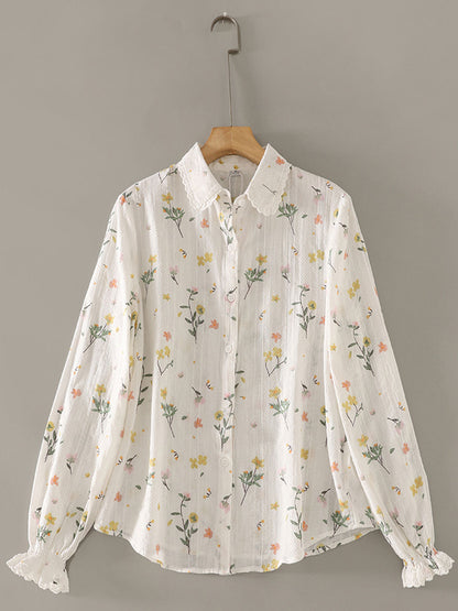 Valeria Classic Lapel Embroidered Floral Shirt