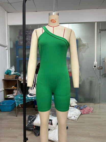 Women Clothing Jumpsuit Autumn Winter Thread Shoulder Sleeveless Slim Fit Hip Raise Sexy Siamese Shorts