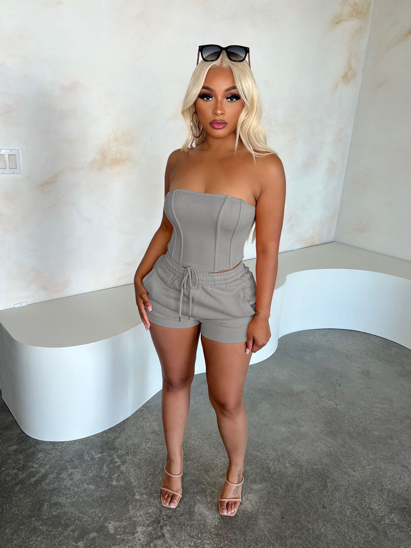Women Sexy Solid Color Casual Sports Suit