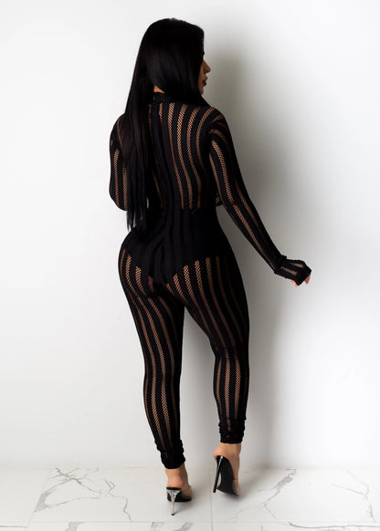 Striped Casual Pants South Africa Sexy Rainbow Mesh Stitching Stretch Jumpsuit Leggings