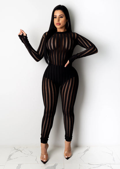 Striped Casual Pants South Africa Sexy Rainbow Mesh Stitching Stretch Jumpsuit Leggings