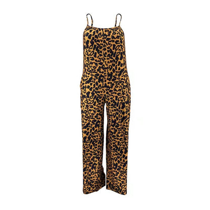 Jumpsuit Summer Leopard Print Strap Casual Jumpsuit Women