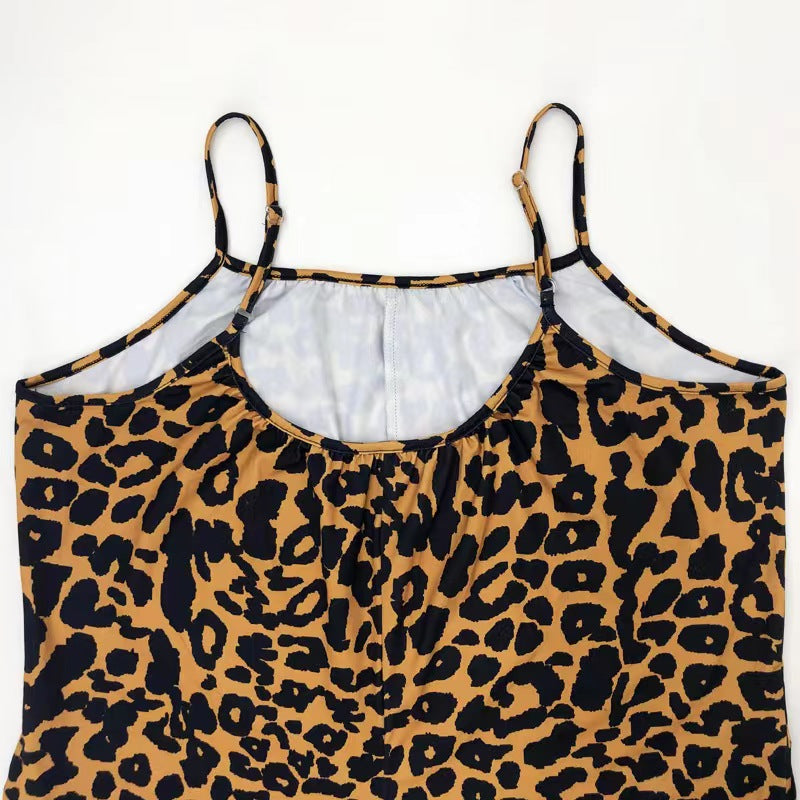 Jumpsuit Summer Leopard Print Strap Casual Jumpsuit Women