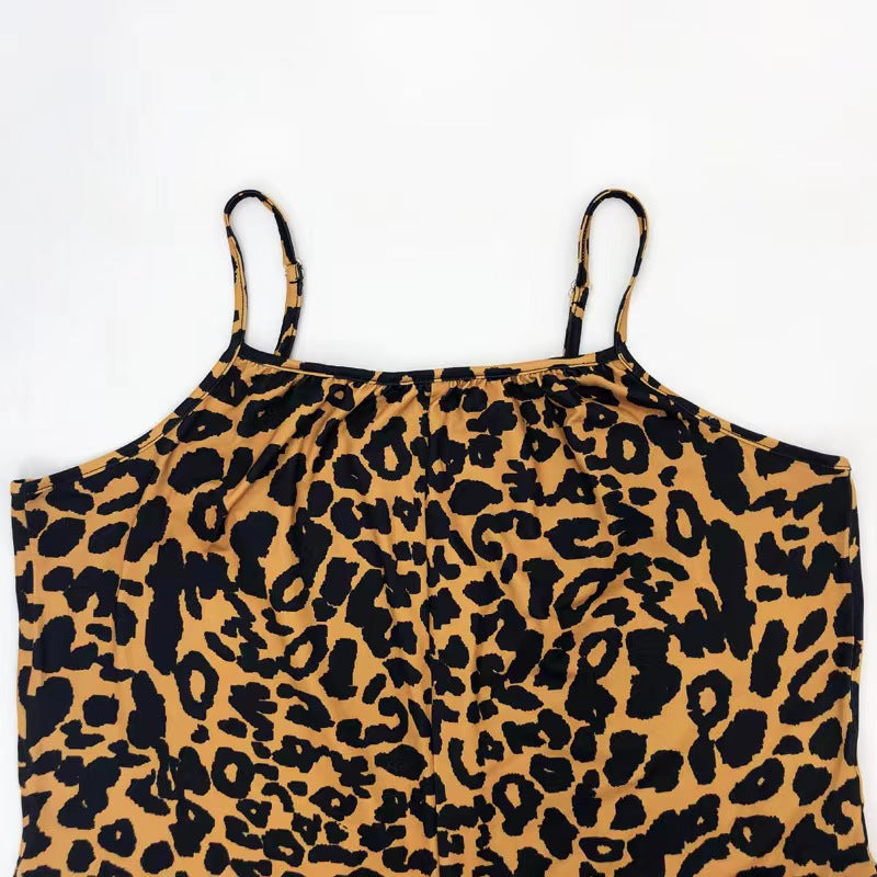 Jumpsuit Summer Leopard Print Strap Casual Jumpsuit Women