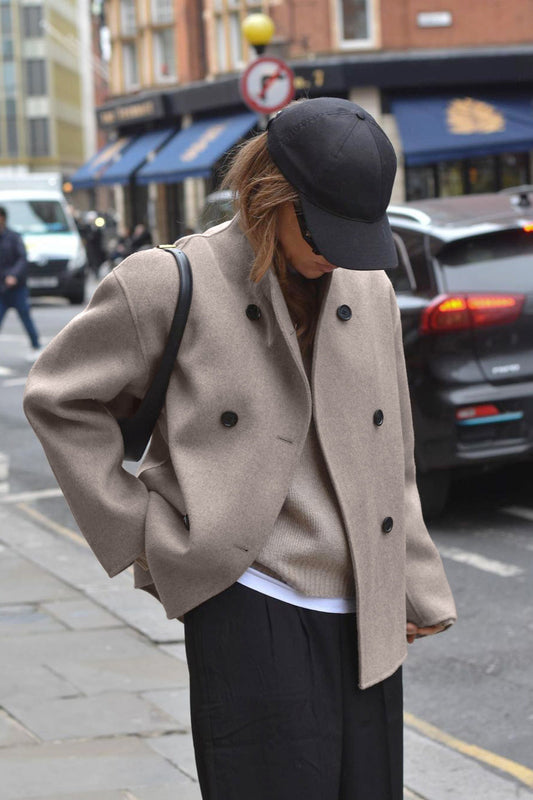 Vintage Brown V-Neck Wool Coat