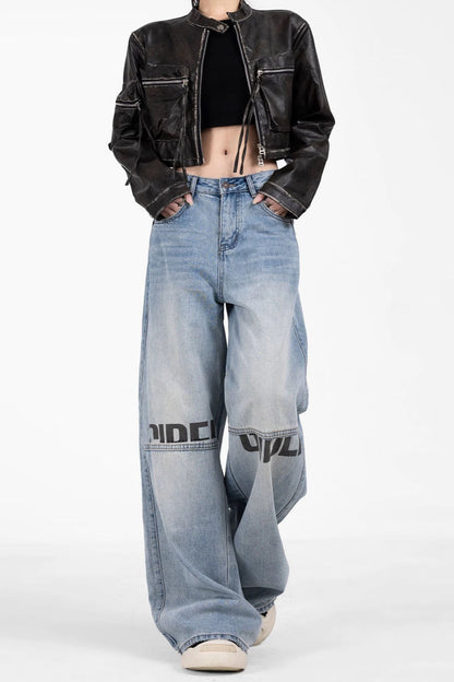 Washed High Waist Wide Leg Jeans