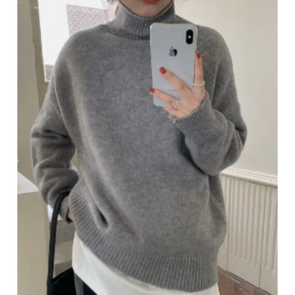 Jersey de punto holgado y suave con cuello alto para mujer | Ideal para otoño/invierno