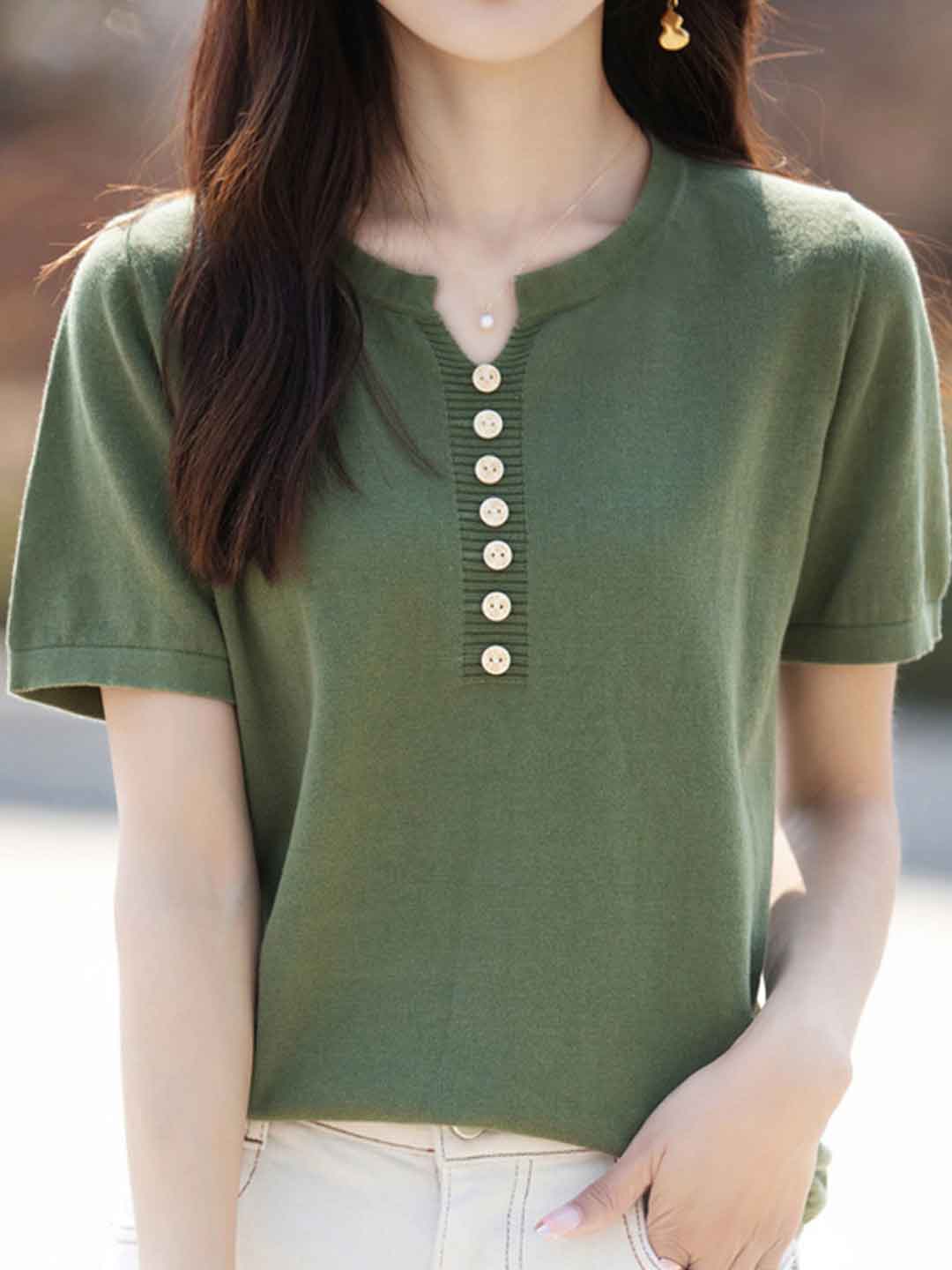 Julia Crew Neck Solid Color Knitted Top-Yellow